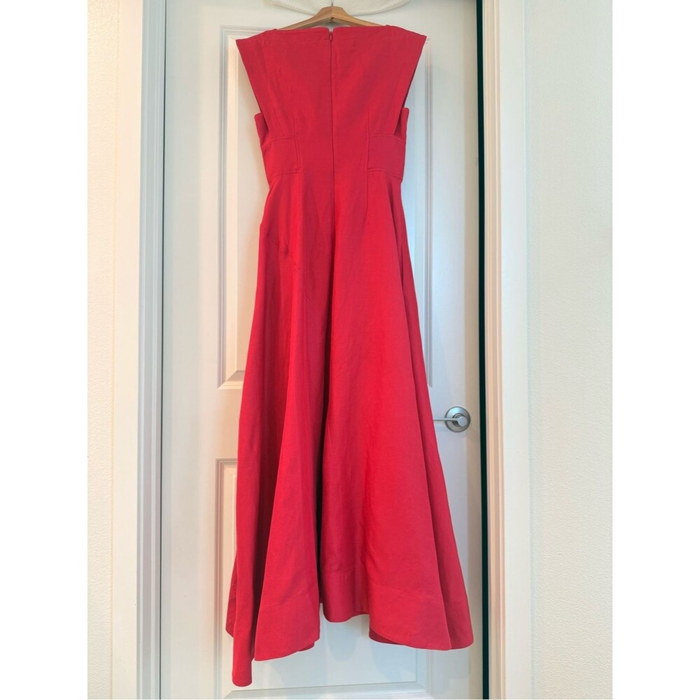 Acler Red Berry Sleeveless Fit-and-Flare MARNEY Crystal-button Maxi Dress US4 - Picture 8 of 13